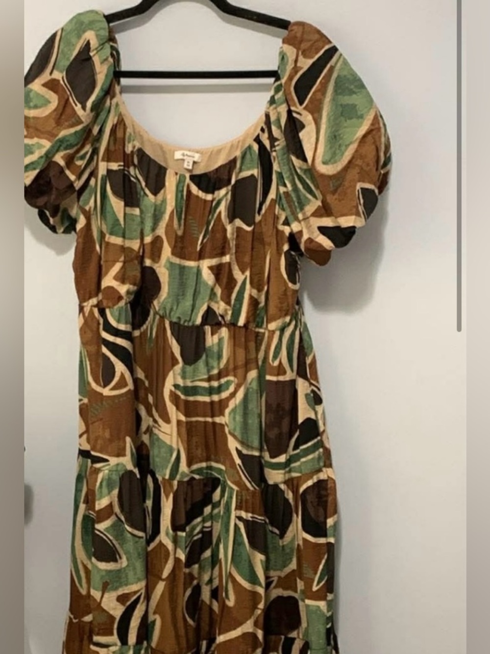 Reitmans multicolor abstract print dress - cream, brown, green, black